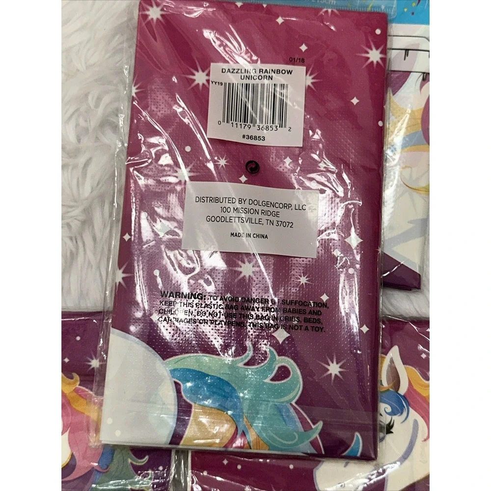 NEW DG Party Unicorn Pink Dessert Plates Tablecovers Table Cloths Napkins Favor